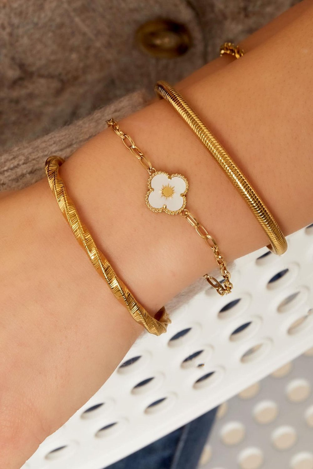 Bracelet 1 flower Silver Color Stainless Steel h5Picture2